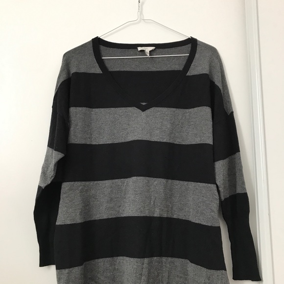 Joie Black and Gray Stripe Three Quarter Sleeves - Picture 2 of 8